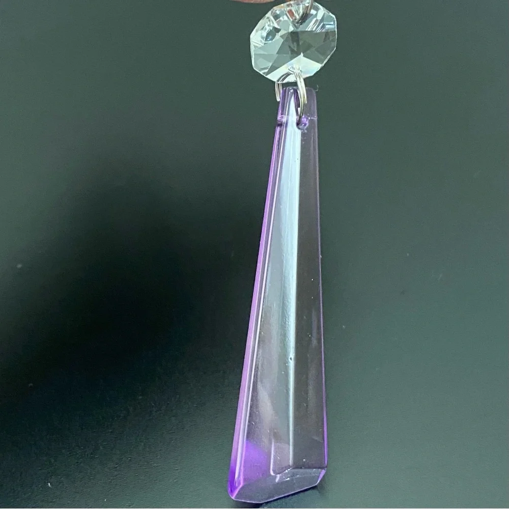 22pcs  Lilac Lavender Purple 3.5” Icicle Drop Chandelier Prism Lamp Replacement - Picture 7 of 12